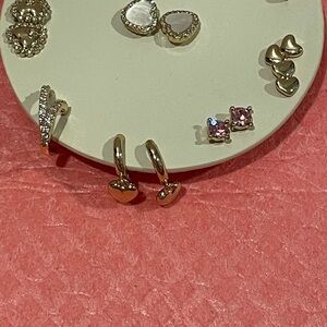 LOFT Gold and Pink Heart Earrings